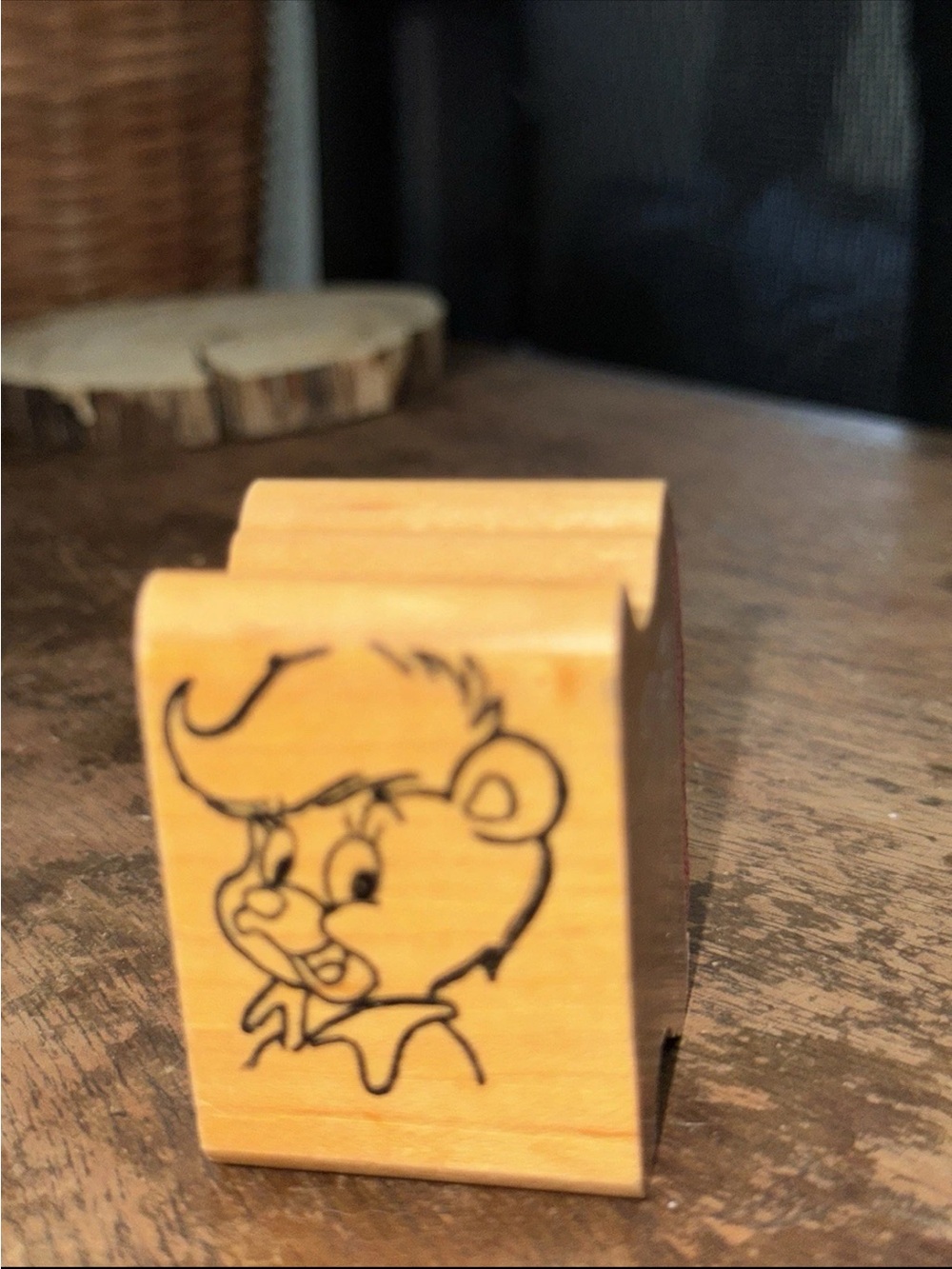 Vintage Wooden Disney Cartoon Adventures of Gummie Bears Sunni Bear Stamp